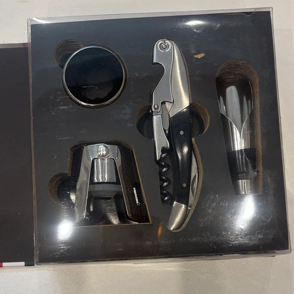 Legnoart Silver and Black Sommelier “Wine Plaza” Set